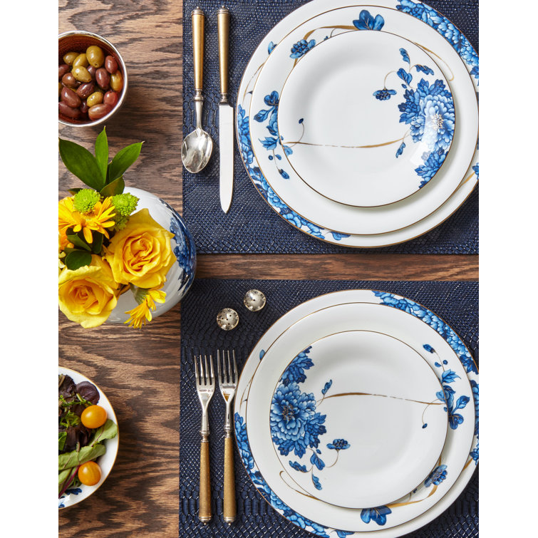 Blue and White Bone China Sugar Bowl with Gold Accents