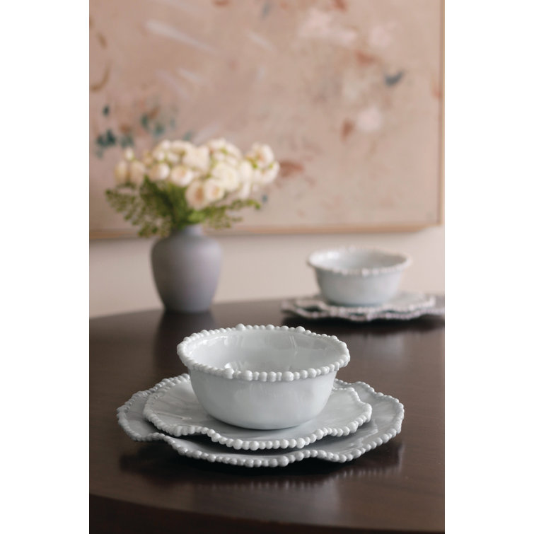 Blue Melamine Salad/Dessert Plates with Pearl Rim, Set of 4
