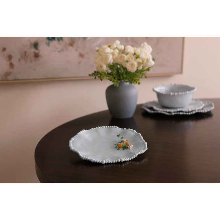 Blue Melamine Salad/Dessert Plates with Pearl Rim, Set of 4