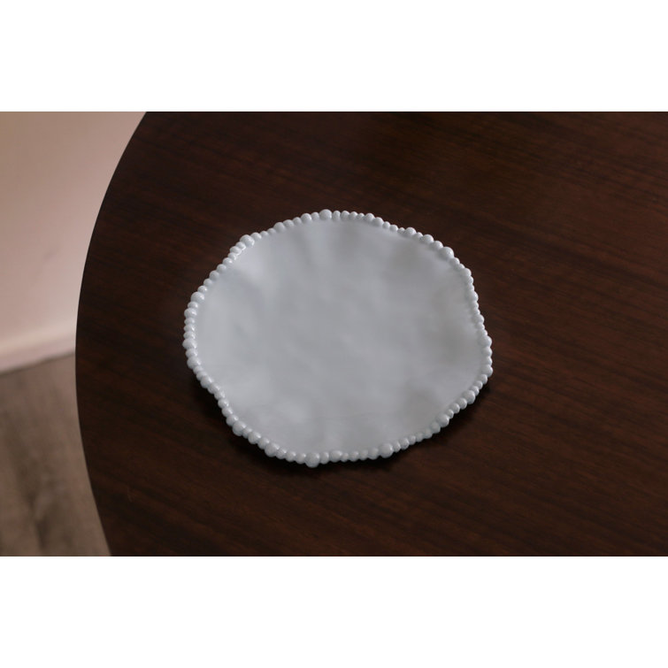Blue Melamine Salad/Dessert Plates with Pearl Rim, Set of 4