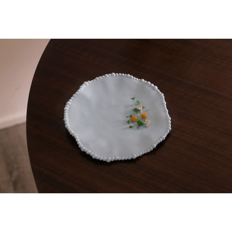Blue Melamine Salad/Dessert Plates with Pearl Rim, Set of 4