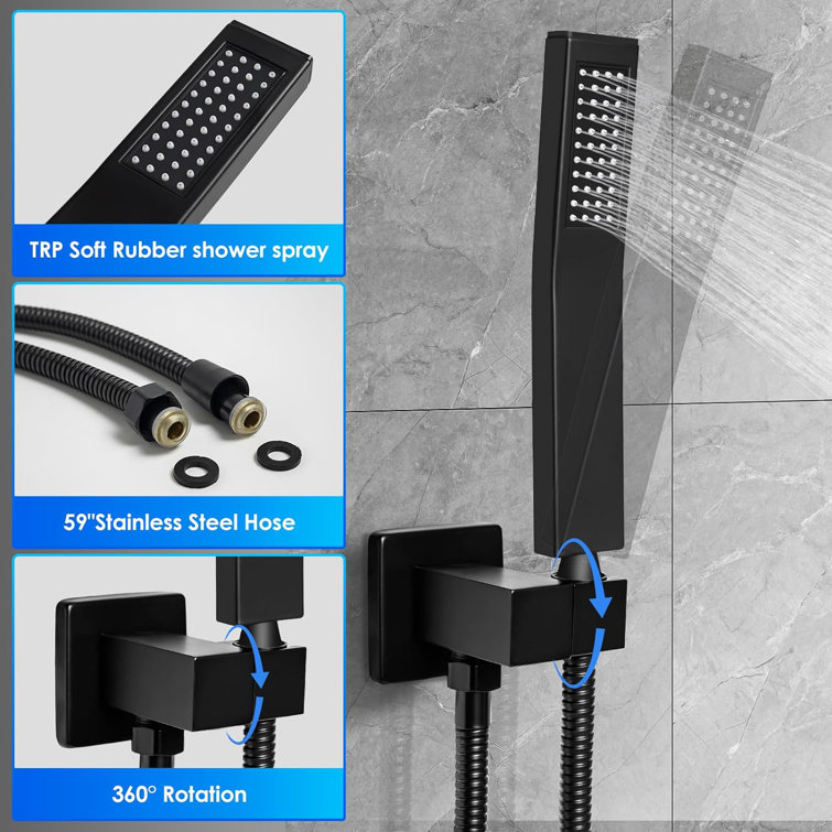 Matte Black Stainless Steel Multi-Head Rain Shower System