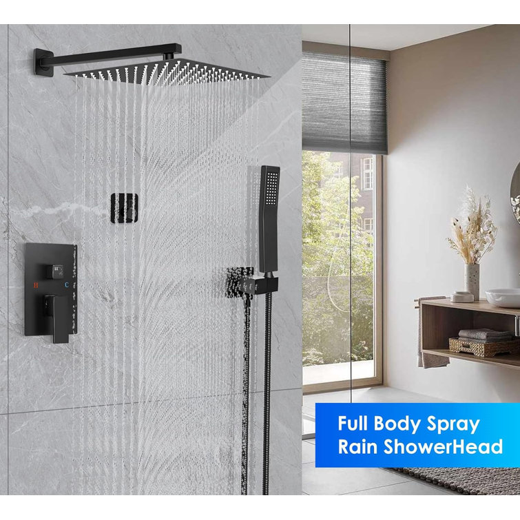 Matte Black Stainless Steel Multi-Head Rain Shower System