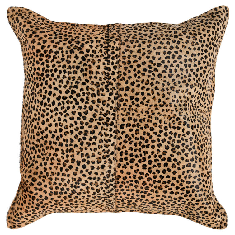 Leopard Print Genuine Cowhide 20" Throw Pillow
