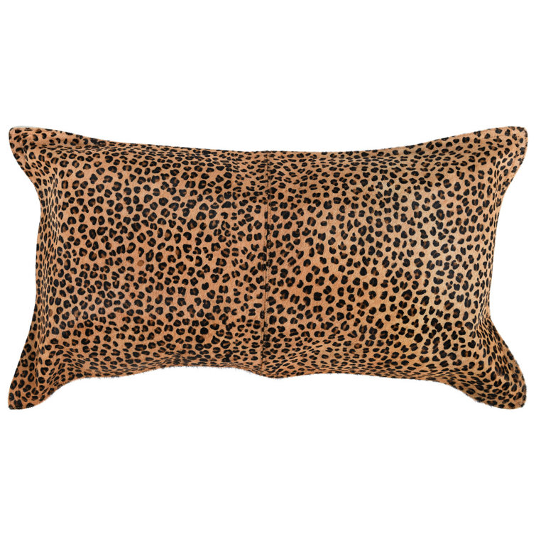 Camel and Black Genuine Cowhide Leopard Print Throw Pillow