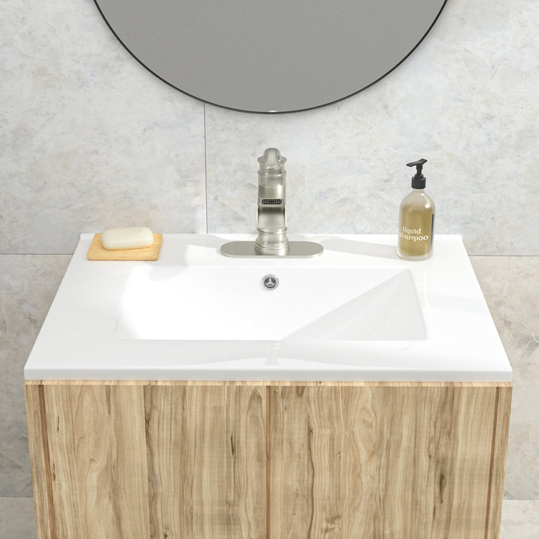 24x18" White Ceramic Rectangular Vanity Top with Single Sink
