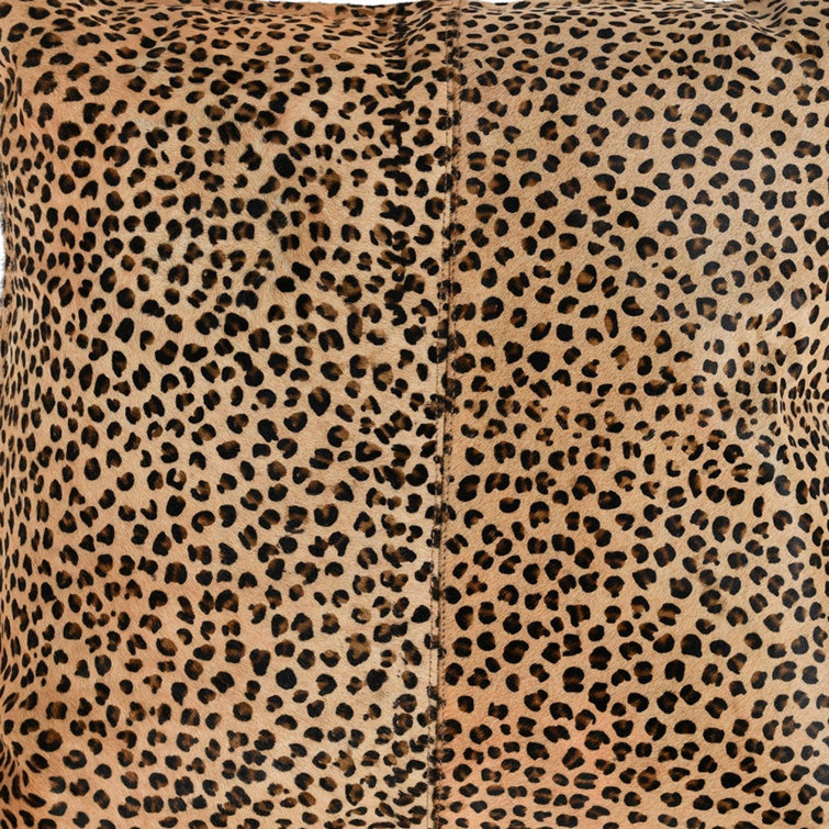Leopard Print Genuine Cowhide 20" Throw Pillow