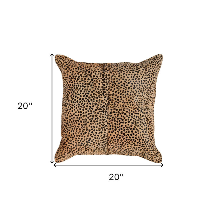 Leopard Print Genuine Cowhide 20" Throw Pillow