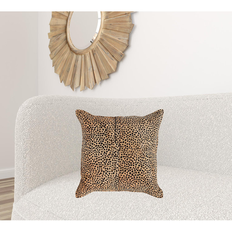 Leopard Print Genuine Cowhide 20" Throw Pillow