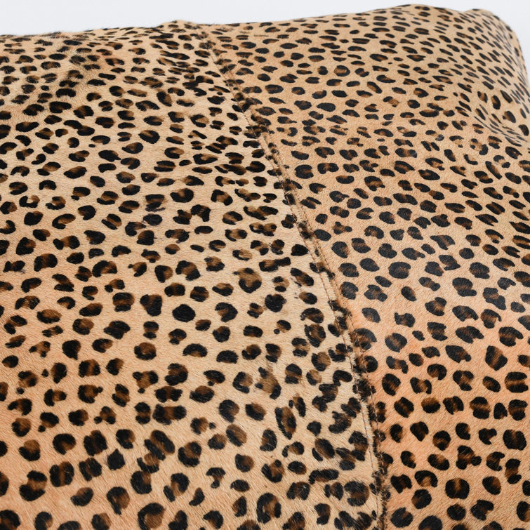 Leopard Print Genuine Cowhide 20" Throw Pillow