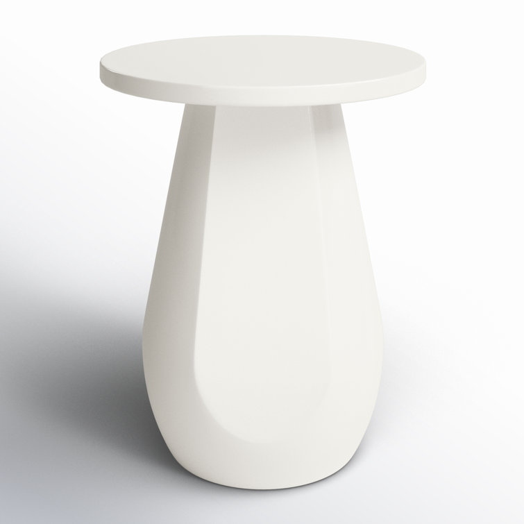 White Round Glass Fiber Pedestal End Table