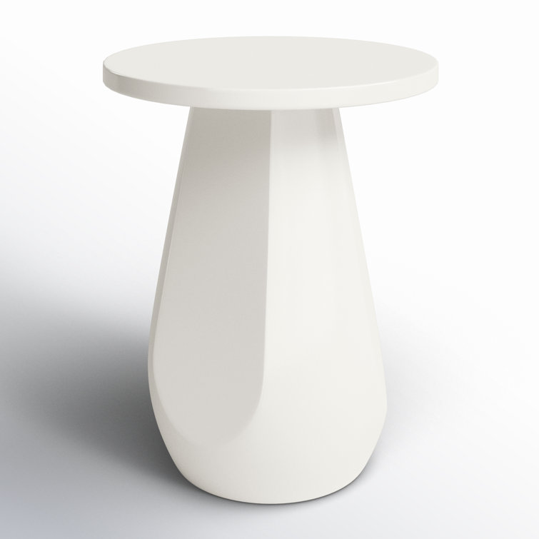 White Round Glass Fiber Pedestal End Table