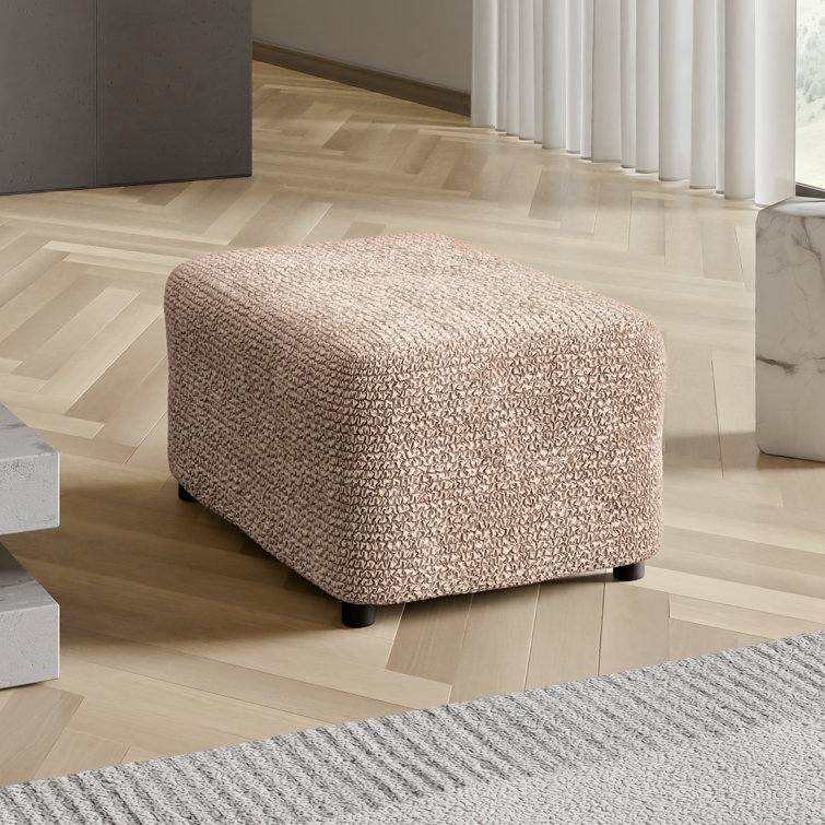 Tapioca Polyester Blend Stretch Ottoman Slipcover