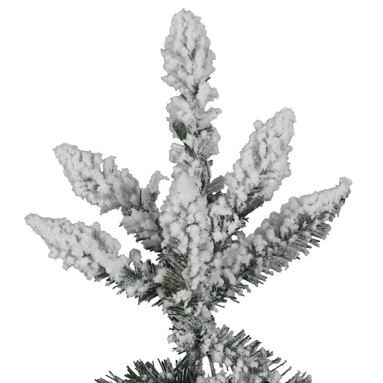 7.5 ft Flocked Green and White Fir Artificial Christmas Tree with Stand