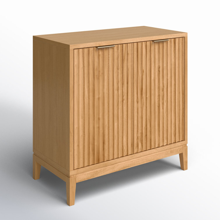 Jasper Warm Pine Fluted 31" Accent Cabinet with Brass Handles