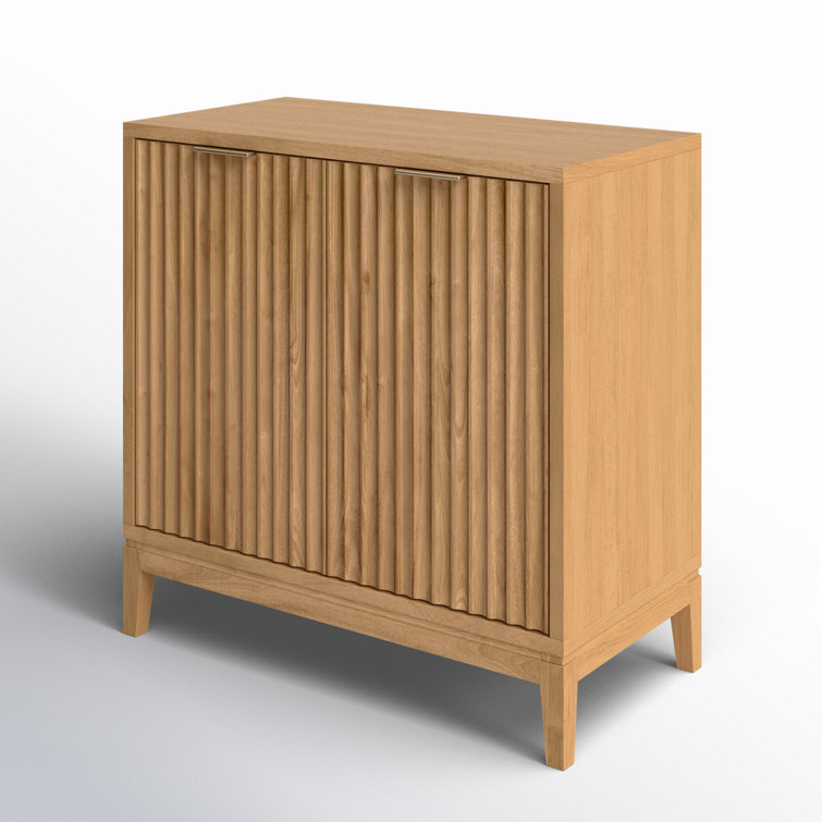 Jasper Warm Pine Fluted 31" Accent Cabinet with Brass Handles