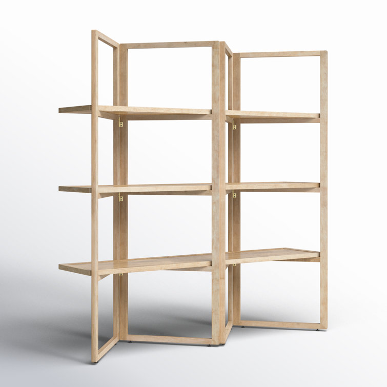 Beige Oak Veneer Transitional Folding Etagere with Shelves