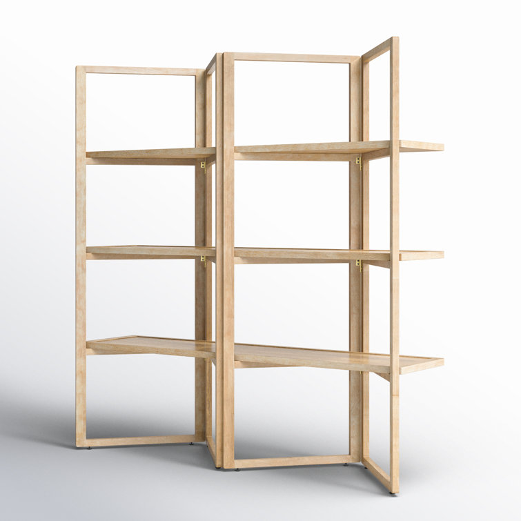 Beige Oak Veneer Transitional Folding Etagere with Shelves