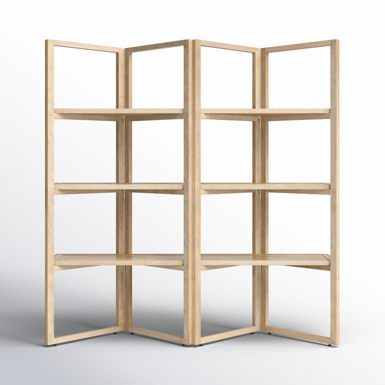 Beige Oak Veneer Transitional Folding Etagere with Shelves