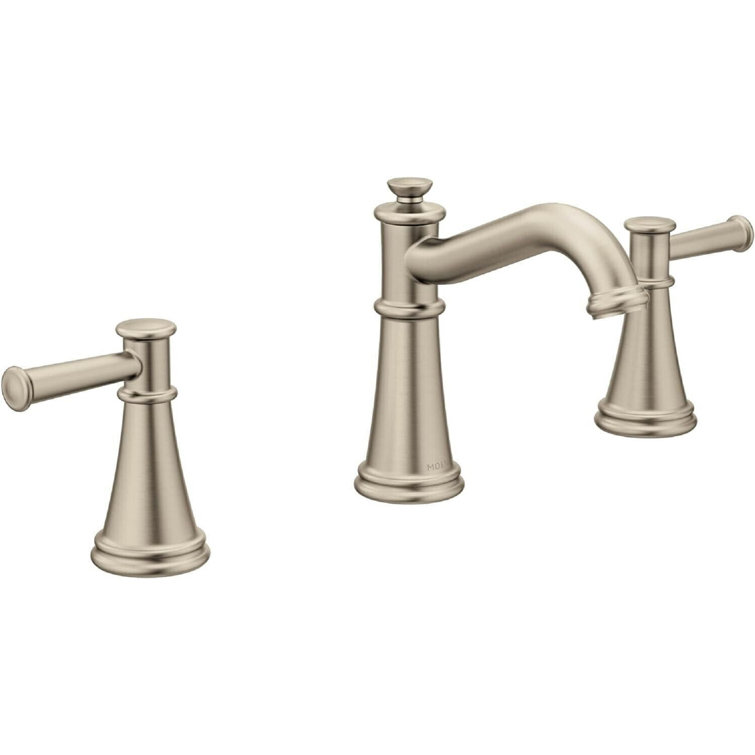 Polished Nickel Modern Widespread Bathroom Faucet with Metal Handles