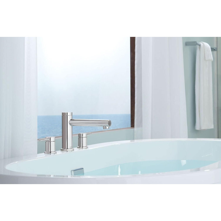 Contemporary Black Chrome 10" Deck Mounted Tub Faucet