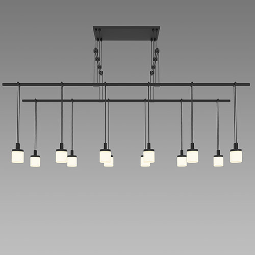 Black and White 12-Light LED Glass Pendant