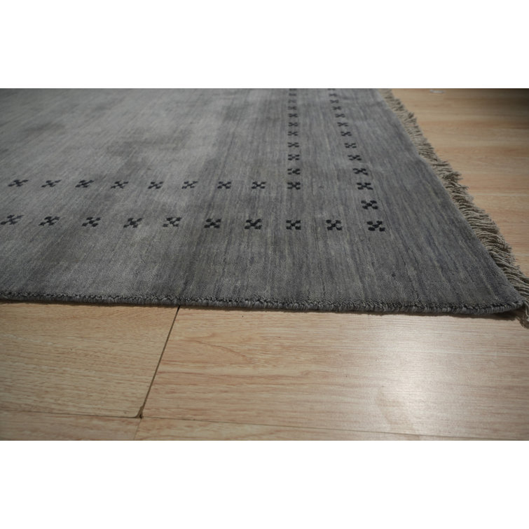 Handmade Gray Wool Rectangular Area Rug, 3' x 5'