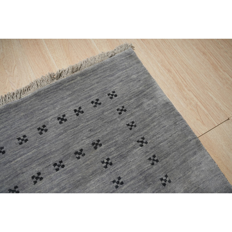 Handmade Gray Wool Rectangular Area Rug, 3' x 5'