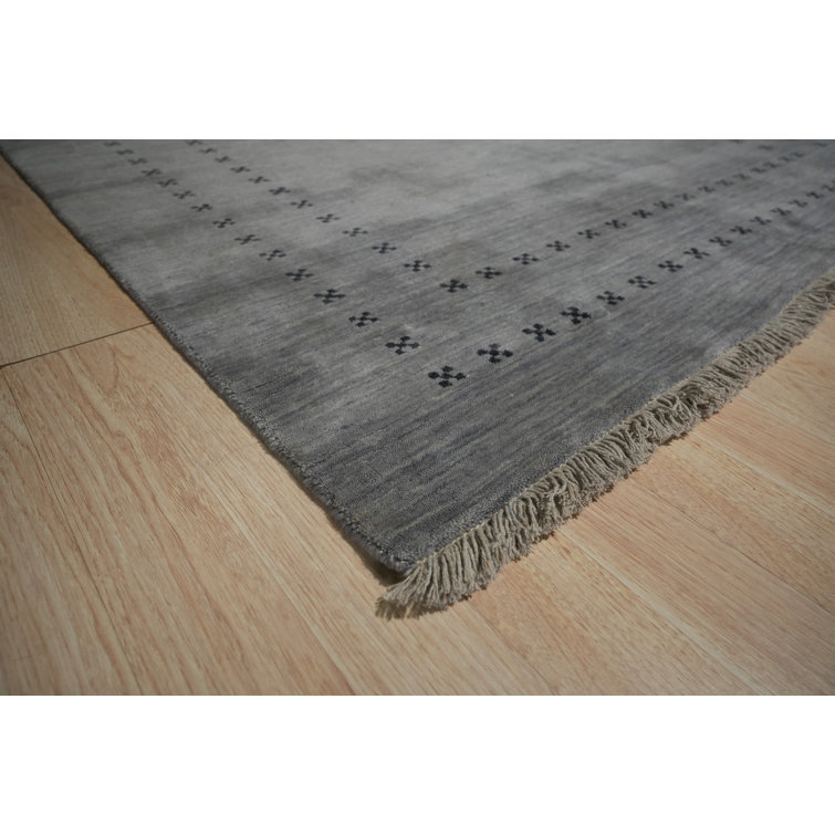 Handmade Gray Wool Rectangular Area Rug, 3' x 5'