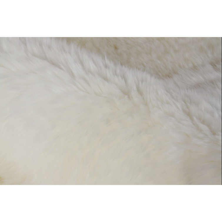Handmade Ivory Sheepskin Rectangular Rug with Cotton Backing