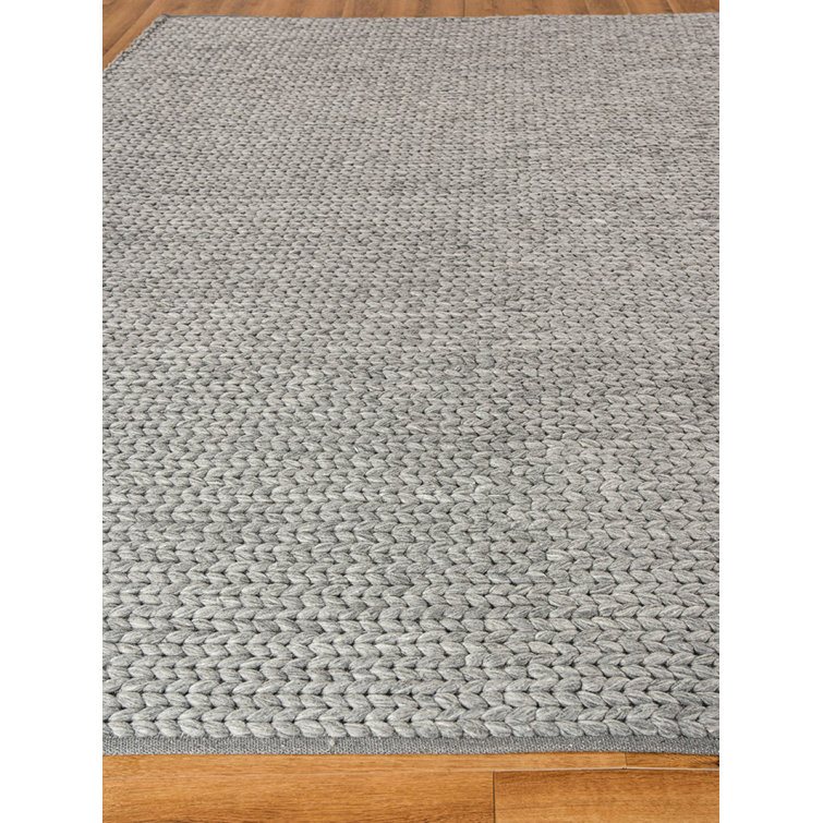 Handmade Dark Gray Braided Cotton and Synthetic Area Rug