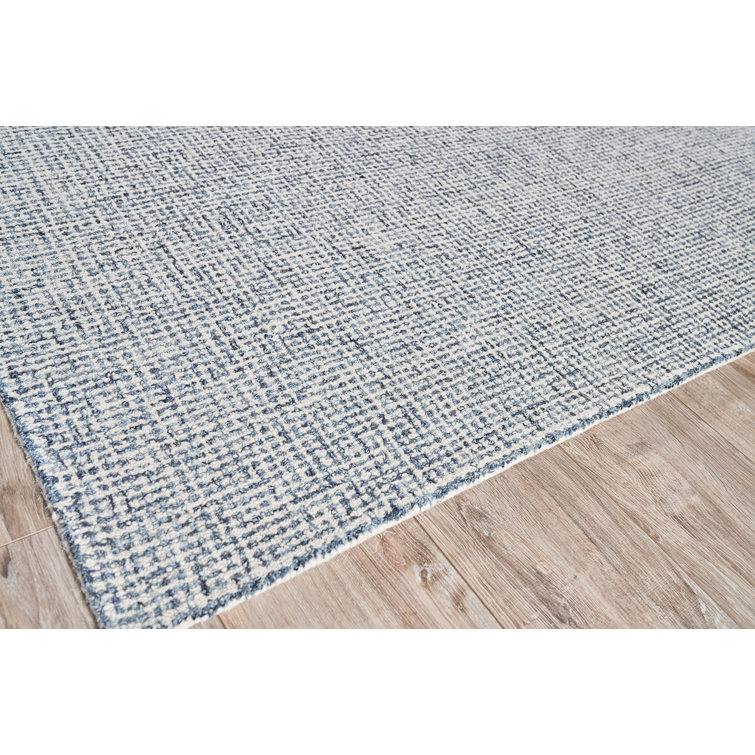 Handmade Blue Wool Geometric Rectangular Rug 9' x 12'