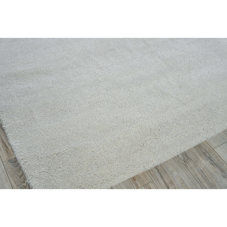 Beige Hand-Knotted Wool Rectangular Area Rug 2' x 3'