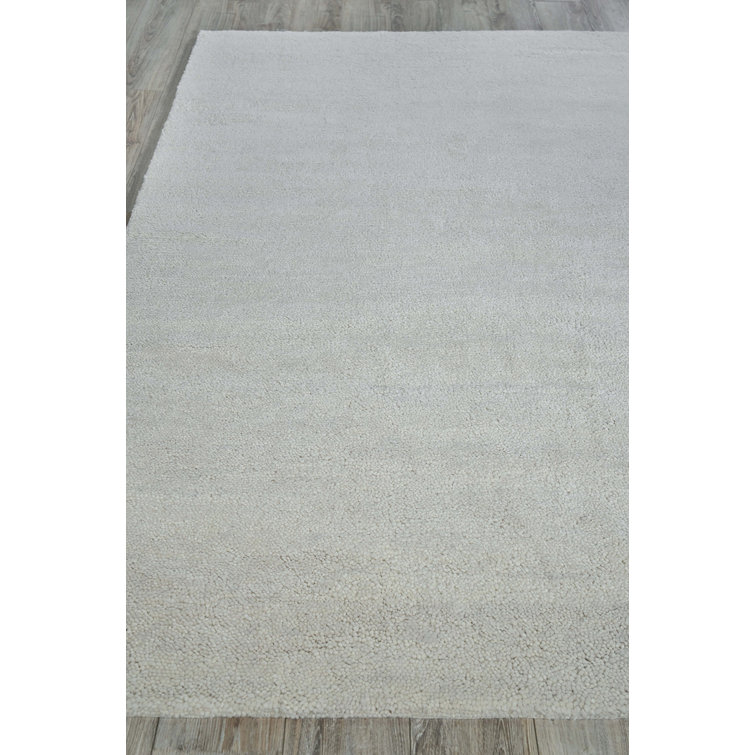 Beige Hand-Knotted Wool Rectangular Area Rug 2' x 3'