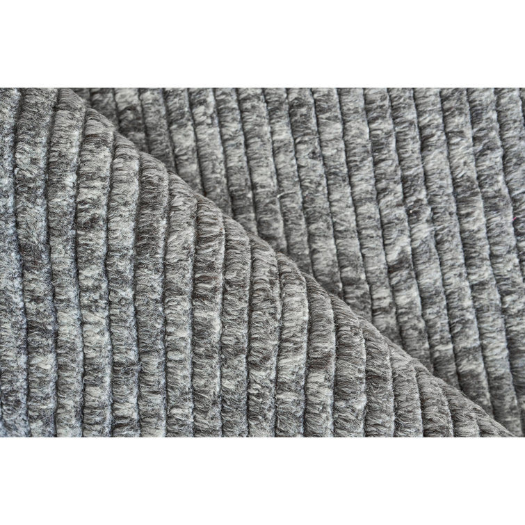 Gray Hand-Loomed Wool Striped 2' x 3' Area Rug