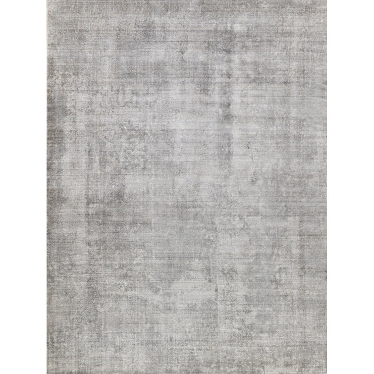 Handmade Red and Gray Abstract Wool and Viscose 6' x 9' Rug