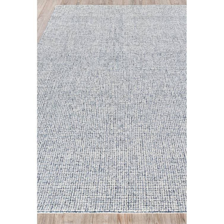 Handmade Blue Wool Geometric Rectangular Rug 9' x 12'
