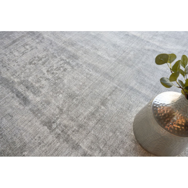Handmade Red and Gray Abstract Wool and Viscose 6' x 9' Rug