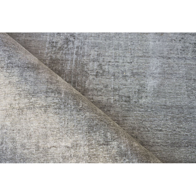 Handmade Red and Gray Abstract Wool and Viscose 6' x 9' Rug