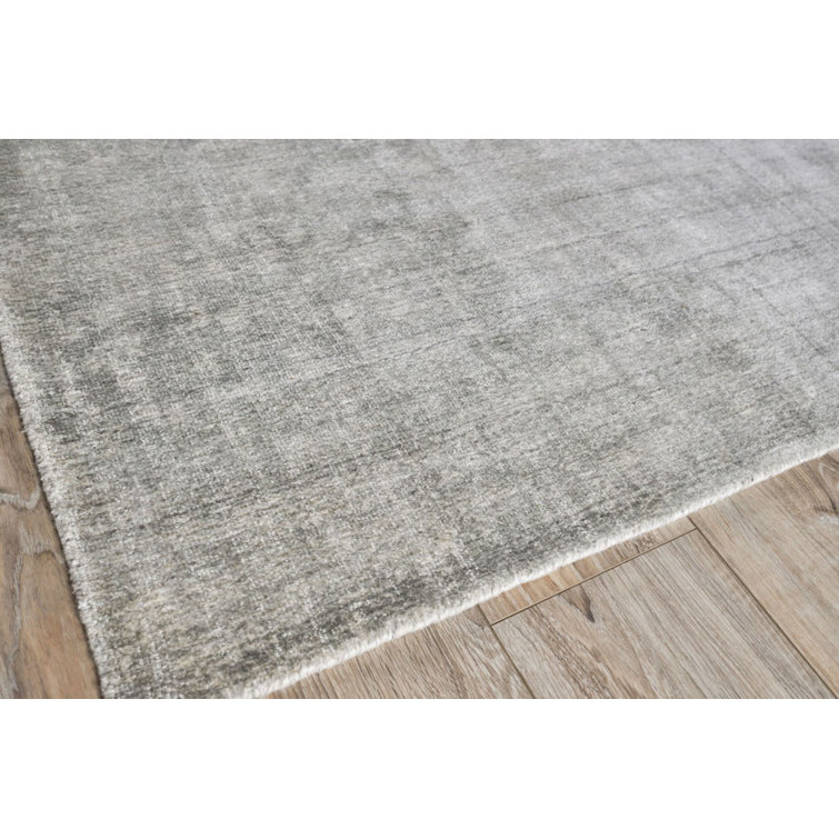 Handmade Red and Gray Abstract Wool and Viscose 6' x 9' Rug