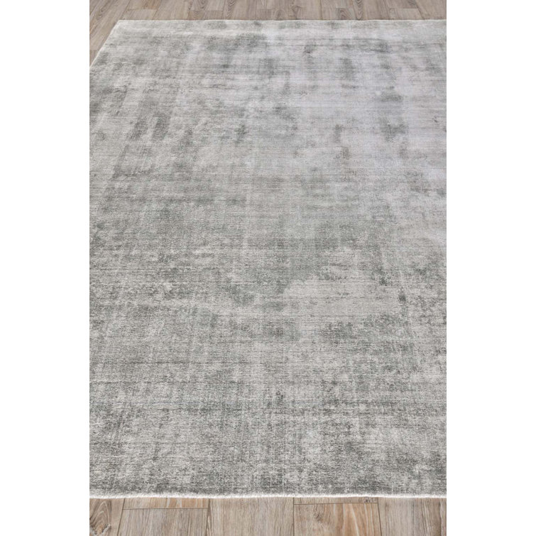 Handmade Red and Gray Abstract Wool and Viscose 6' x 9' Rug