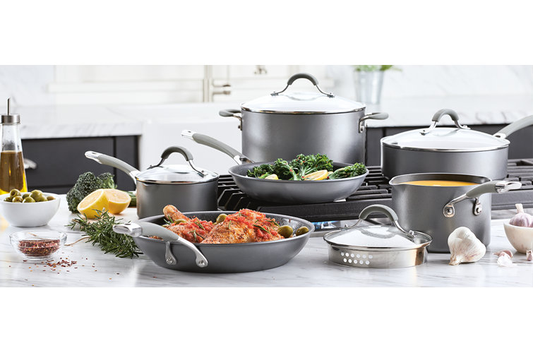 Gray 10-Piece Nonstick Aluminum Cookware Set with Glass Lids