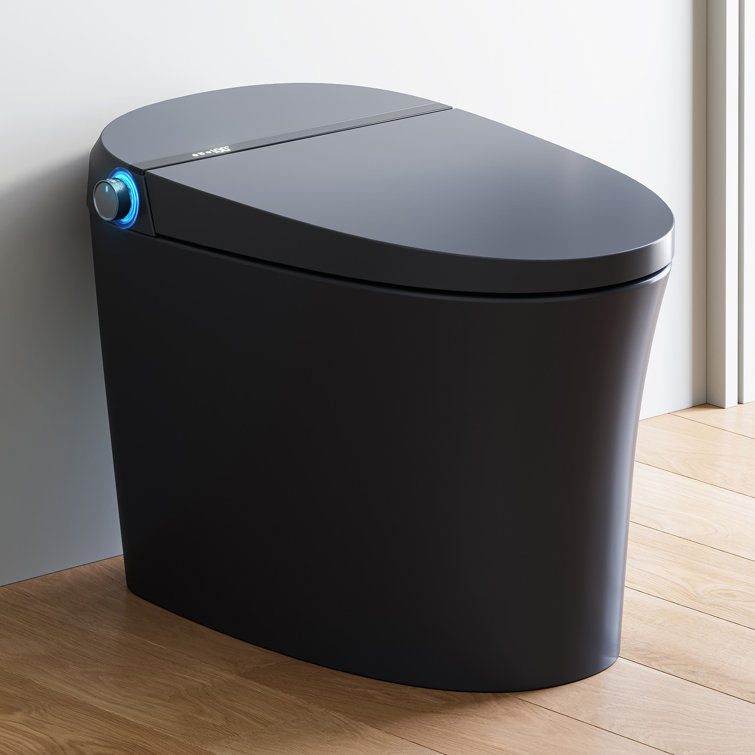 Black Vitreous China Smart Toilet with Dual Flush and Bidet