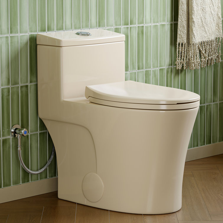 Bisque Elongated Dual Flush High Efficiency Toilet