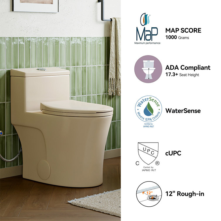 Bisque Elongated Dual Flush High Efficiency Toilet