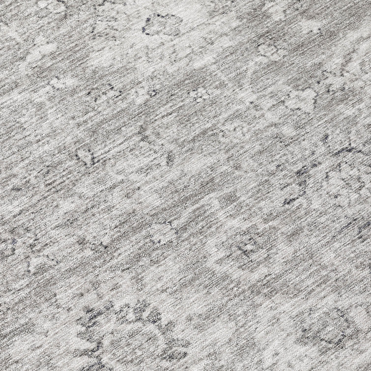 Gray Flat Woven Rectangular Washable Area Rug