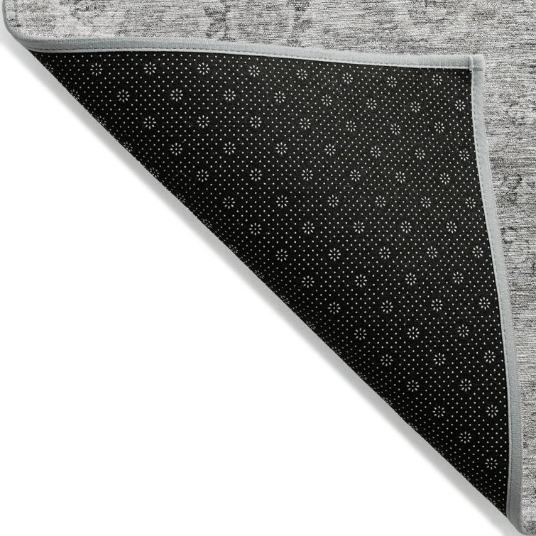 Gray Flat Woven Rectangular Washable Area Rug
