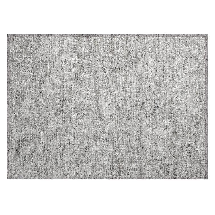Gray Flat Woven Rectangular Washable Area Rug