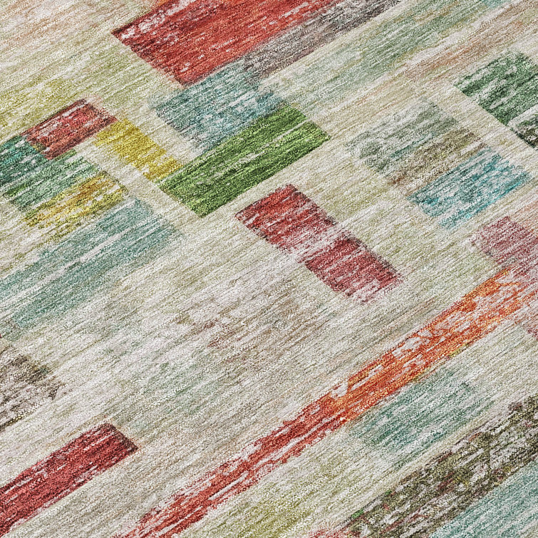 Multicolor Rectangular Synthetic Flat Woven Washable Rug 10' x 14'