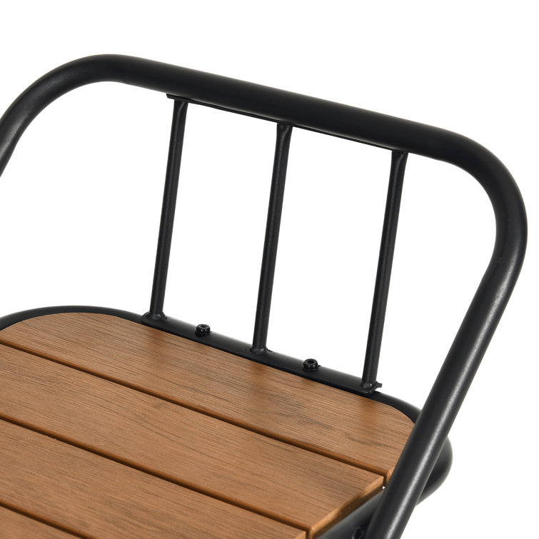 24'' Black and Brown Metal Outdoor Swivel Bar Stools with Plastic Seat